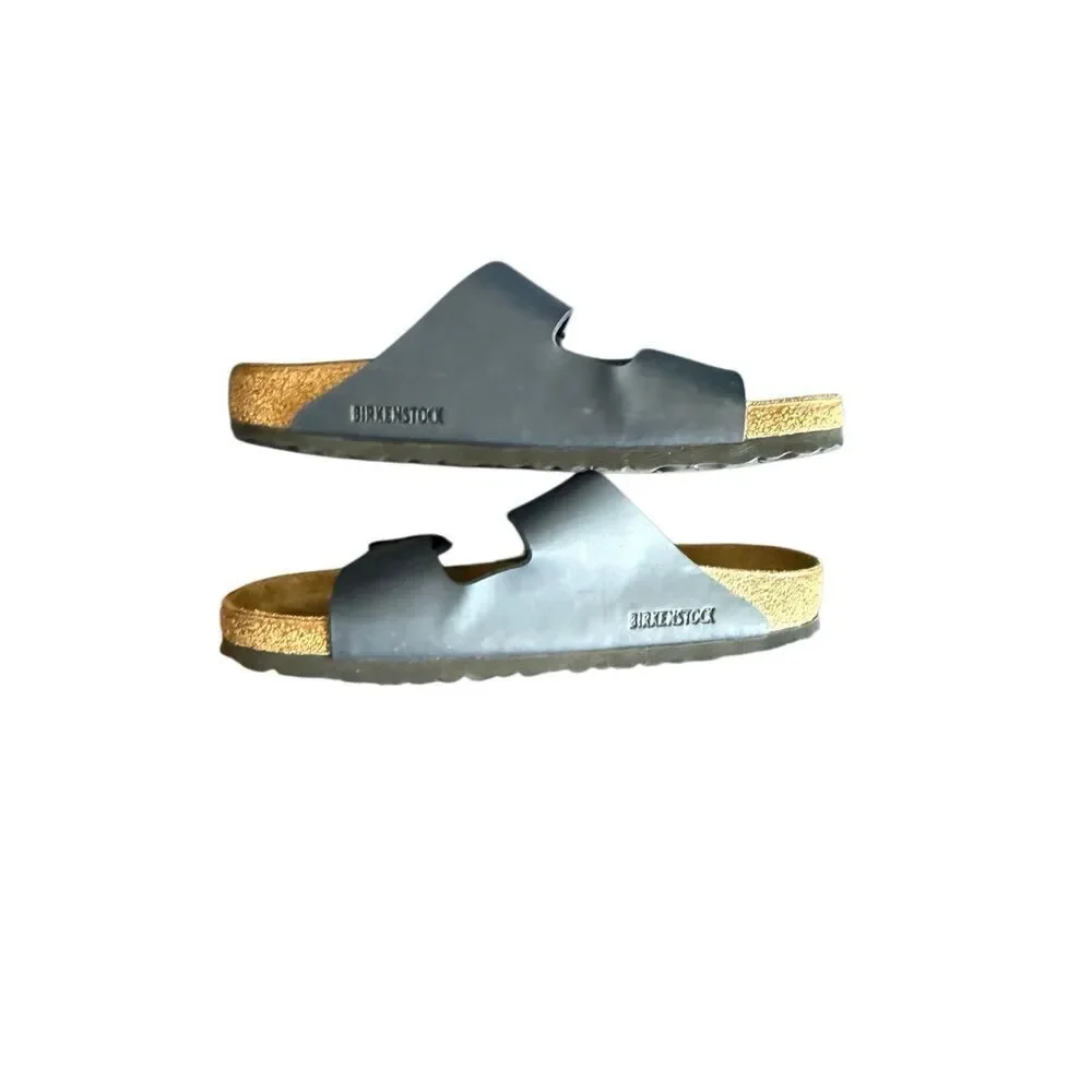 Birkenstock Mens Navy Blue Arizona Birko-Flor Casual Slip On Slide Sandals Sz 8